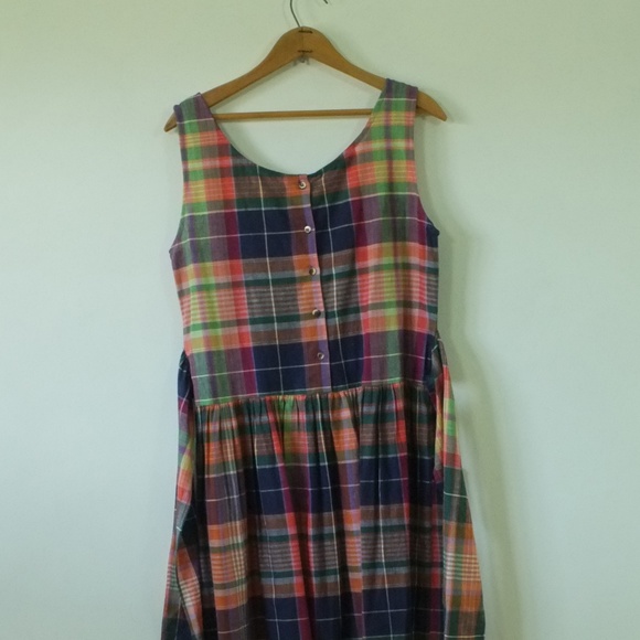 vintage plaid dress | 1980s medium cotton dress - Picture 9 of 14